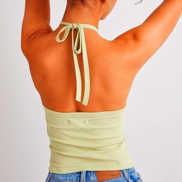 Madewell Supima® Rib Halter Tank Top in celery green size Small NWT NK640 - Picture 4 of 12